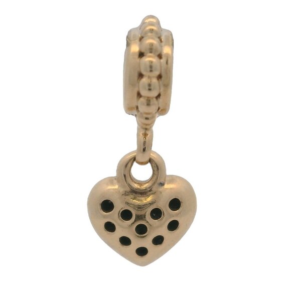 Pandora Retired 14kt Yellow Gold and Diamond Pave Brilliant Heart Dangle Charm - Picture 4 of 6